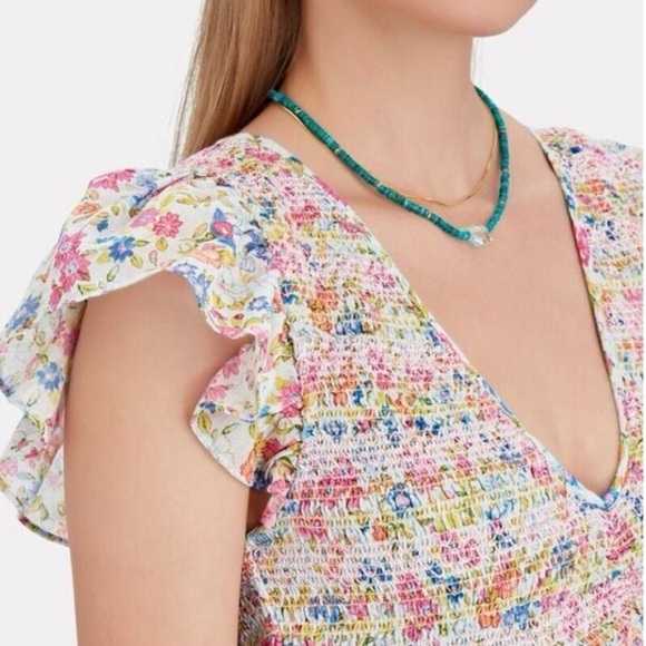 LoveShackFancy Floral Mini Dress Ruffle Cottagecore Pink Romantic Sundress - Picture 4 of 7